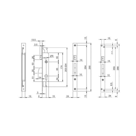 Image of Serratura da incasso 1 mandata triplice ISEO art. 783253IFZ