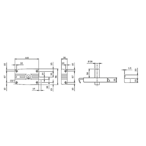 Image of Serratura zincata esterna destra ISEO art. 431604...4