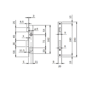 Serratura da incasso 1 mandata ISEO art. 750152
