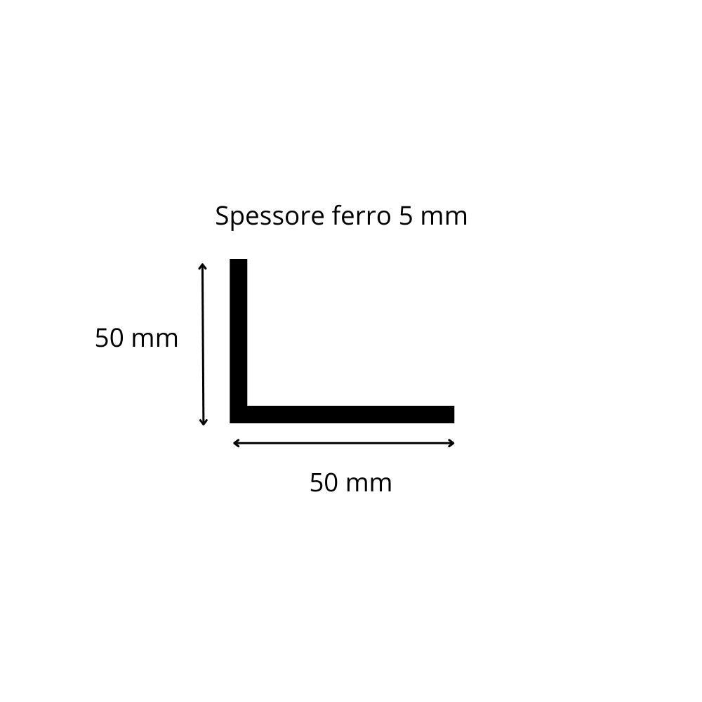 Profilo In Ferro A L 50x30mm Spessore 5mm – Grezzo, Lunghezza 1,5 Metri, Made In Italy