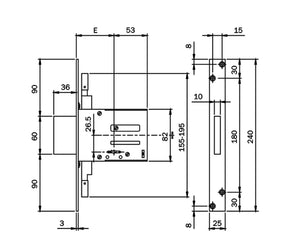 Serratura doppia mappa 3 punti di chiusura ISEO art. 663301704