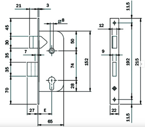 Serratura da incasso 2 mandate ISEO art. 630350