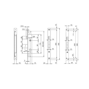 Serratura da incasso 1 mandata triplice ISEO art. 783251IFZ
